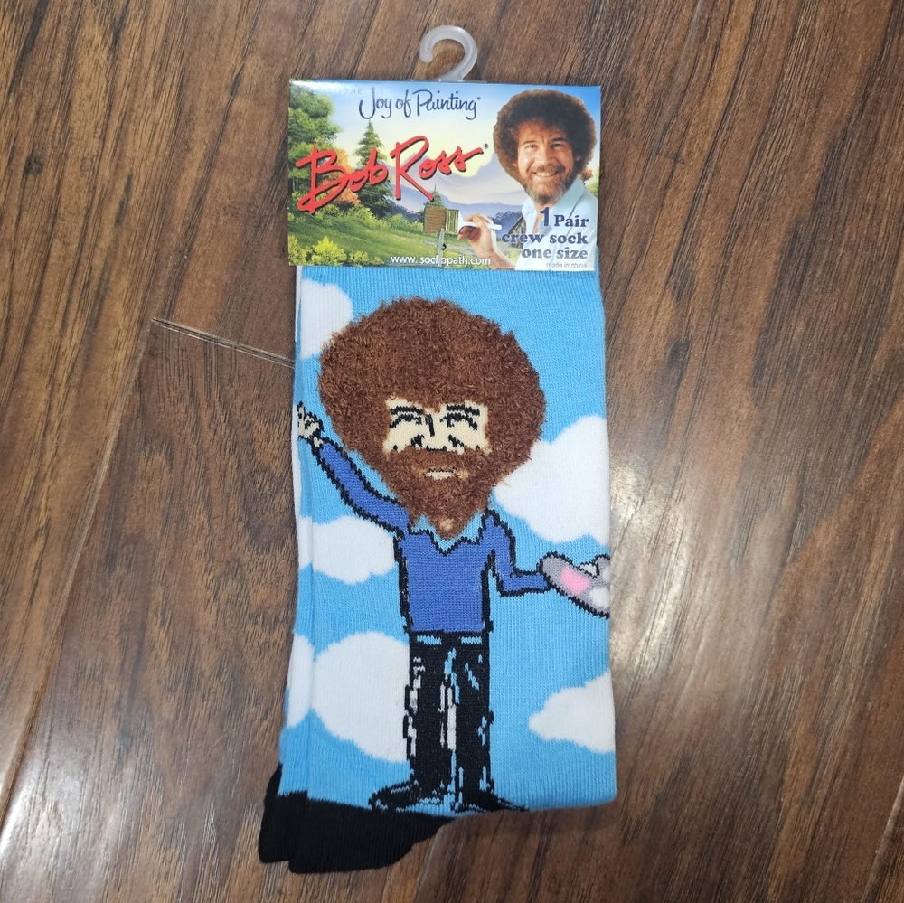 Bob Ross Blue Crew Socks - Novelty Socks
